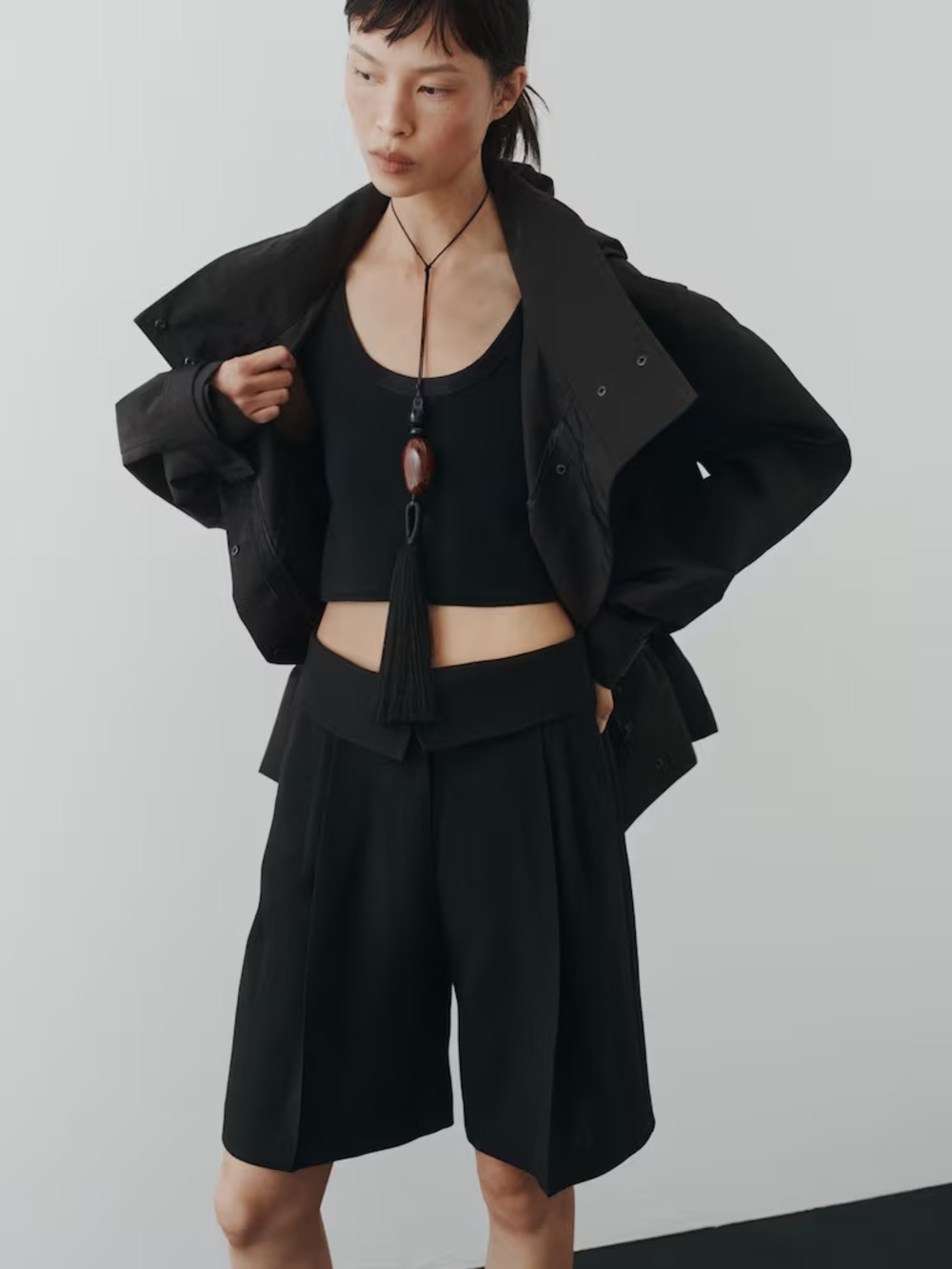 FOLDOVER-WAIST BERMUDA SHORTS